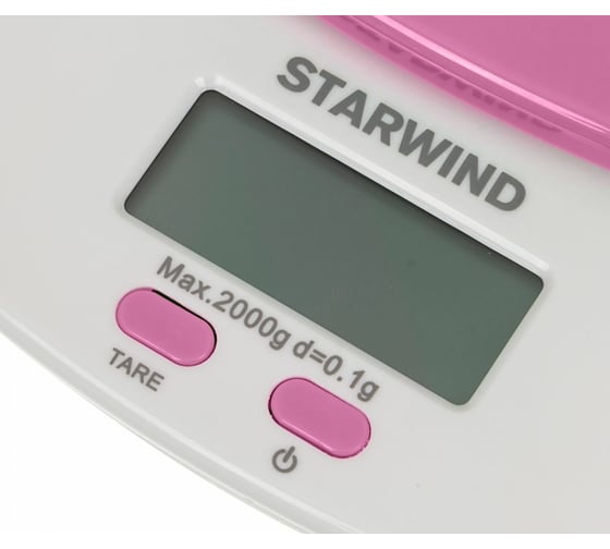 Кухонные электронные весы Starwind до 2 кг, 2хААА, розовые SSK2157