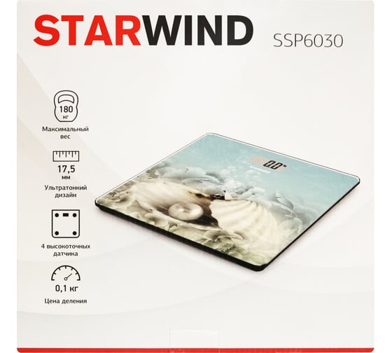 Напольные электронные весы Starwind SSP6030 макс.180 кг, рисунок, 1 шт. в упак. 1111799
