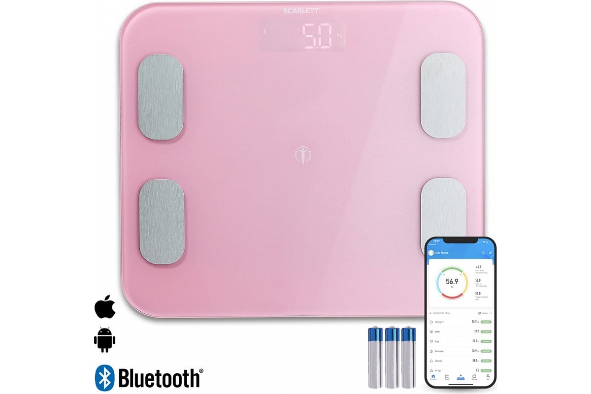 Напольные электронные весы Scarlett диагностика с bluetoot SC-BS33ED102