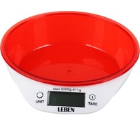 Электронные кухонные весы c чашей LEBEN макс. нагрузка до 5 кг (точн. измер. 1 гр) 268-049