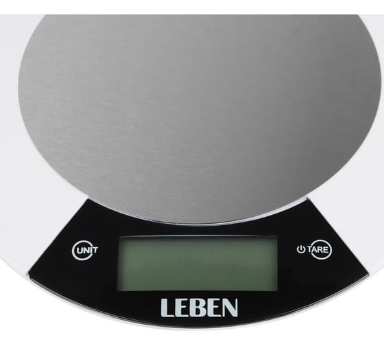 Кухонные электронные весы LEBEN металл. платформа, макс. нагрузка до 5 кг, питание CR2032, арт.RF5 475-148