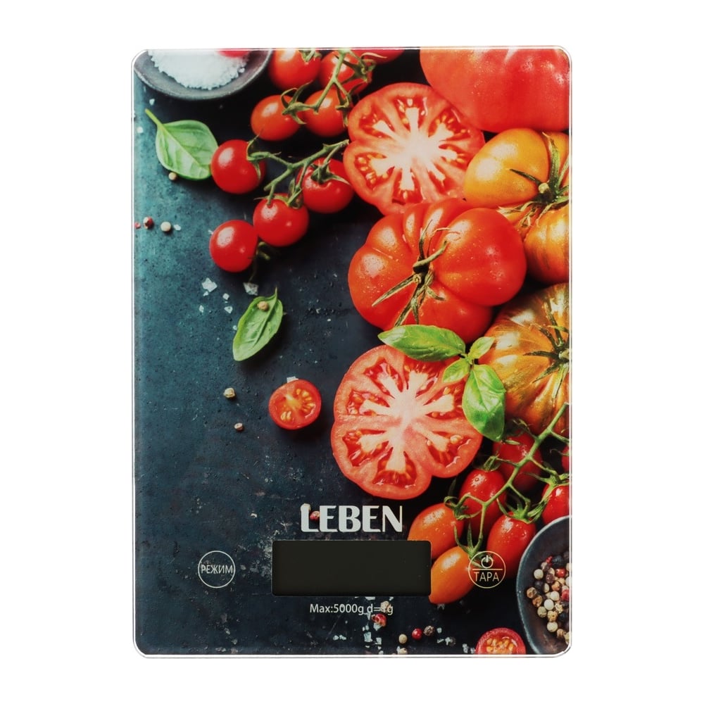 Кухонные электронные весы LEBEN стекло с дизайном, прямоуг., макс. нагр ...