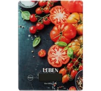 Кухонные электронные весы LEBEN стекло с дизайном, прямоуг., макс. нагр. 5 кг (точн. измер. 1 гр) 268-047