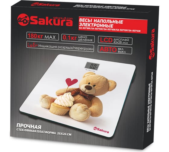 Напольные весы SAKURA SA-5071BR медвежонок 180 кг, электронные РТ-00059596