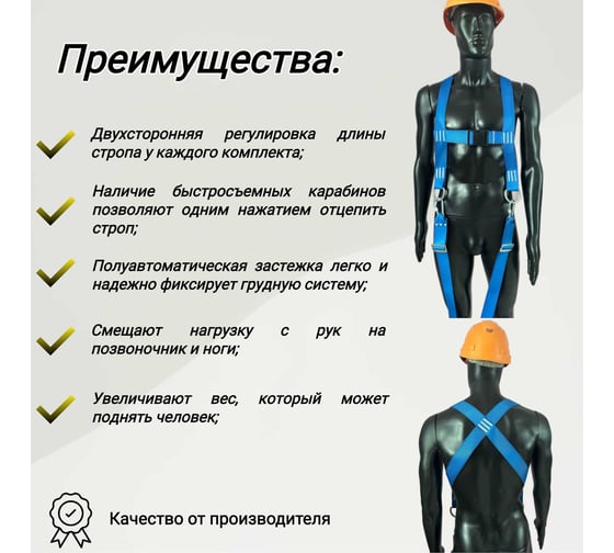 Такелажные ремни для грузчиков комплект ООО КанТраст Премиум синий trpr4545