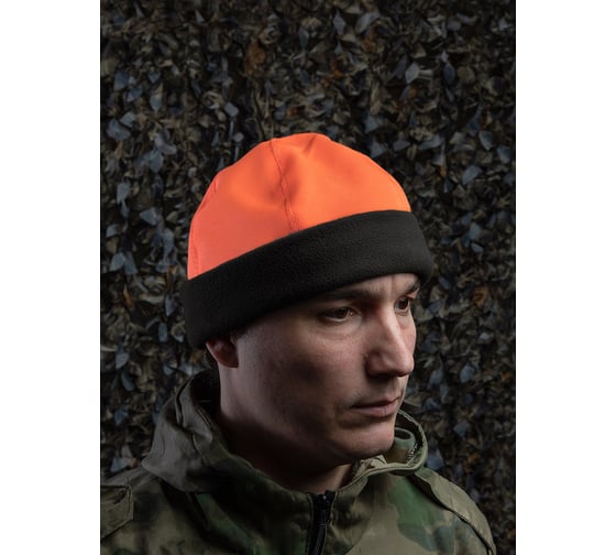 Сигнальная шапка Фабрика ЗОНТ ЕГЕРЬ, флис черный, верх однотонный, оранжевый dad120002