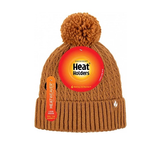 Женская термошапка Heat Holders ELLERY с отворотом и помпоном, mustard BSHH933OSMUS