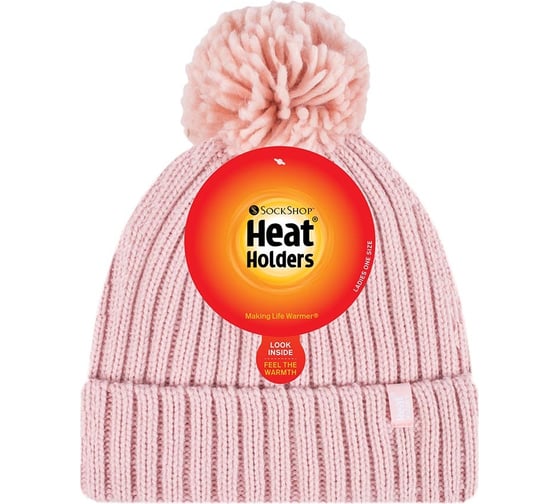 Женские термошапки Heat Holders ARDEN с отворотом и помпоном, coral BSHH762OSCOR