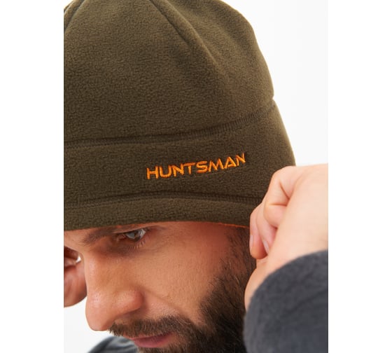 Двухсторонняя шапка Huntsman ткань Флис, цвет Хаки/Оранжевый НФ-000000241/58