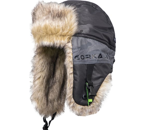 Зимняя шапка-ушанка Huntsman Горка-Люкс ткань Breathable Camo, цвет Серый, НФ-000005040/58-60