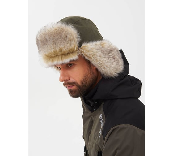 Зимняя шапка-ушанка Huntsman Горка-Люкс ткань Исландия, цвет Хаки, НФ-000005037/56-58