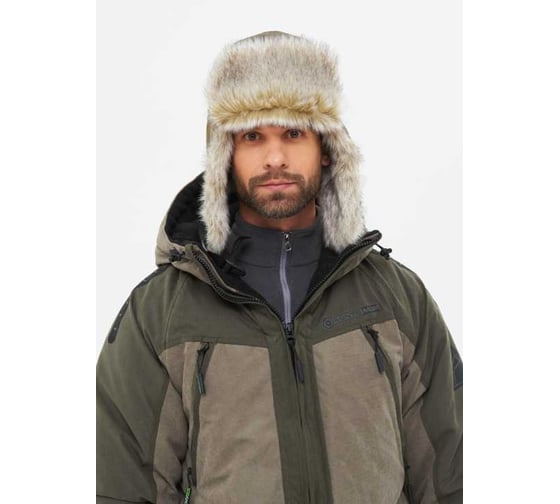Зимняя шапка-ушанка Huntsman Горка-Люкс ткань Breathable Camo, цвет Хаки, НФ-000005041/56-58