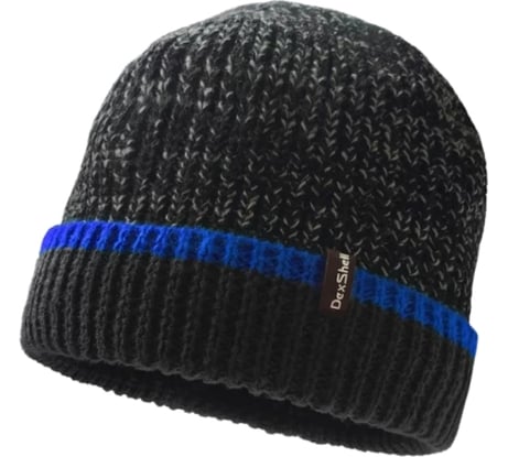 Водонепроницаемая шапка DexShell Cuffed Beanie черная с синей полоской, р. L/XL DH353BLULXL