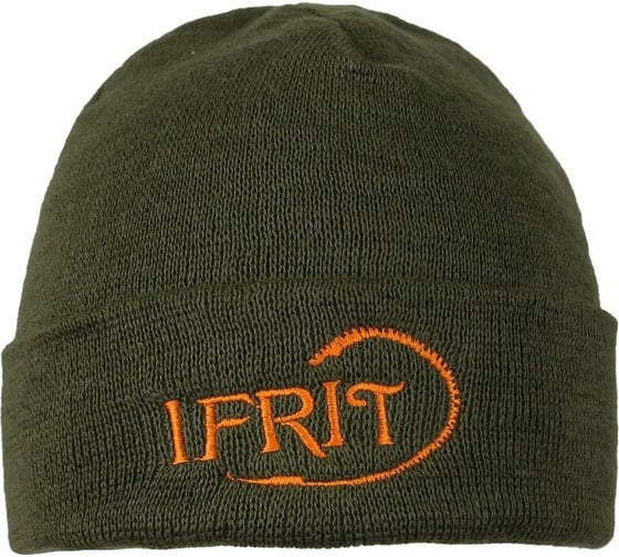Шапка с отворотом Ifrit Ran двойная вязка, акрил, хаки меланж Ш-470-2 4630086584239