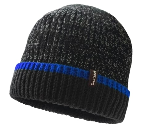 Водонепроницаемая шапка Dexshell Cuffed Beanie, DH353BLU черная с синей полоской, р. S/M DH353BLUSM