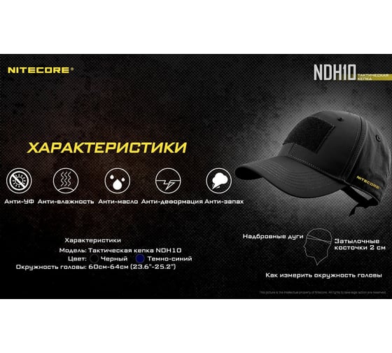 Кепка-бейсболка Nitecore NDH10 BLACK 19537