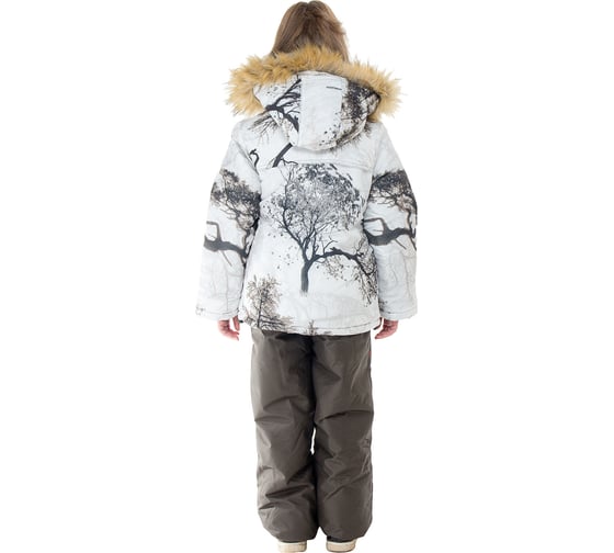 Зимний детский костюм HUNTSMAN Умка Белый Лес (кусты)/Хаки Cats eye, НФ-00000229/28-30/110-116