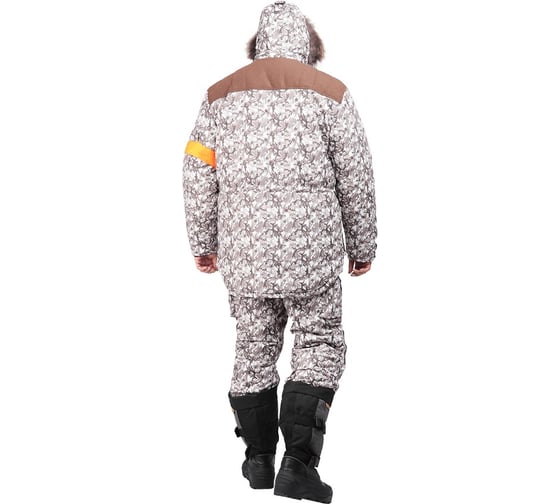 Утепленный костюм Sobol КАБАРГА NEW, бежево-коричневый, абстракция, Кос 696/112/182