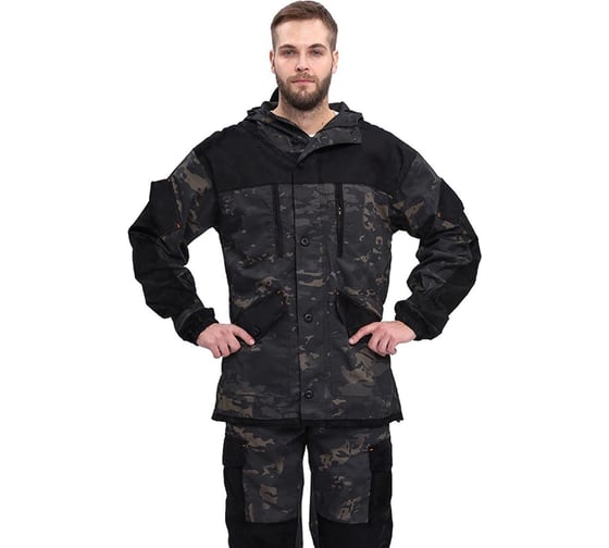Костюм мужской URSUS "ГОРКА-М" куртка/брюки, цвет КМФ "Черный/Черный", ткань Рип-стоп КОС490-ЧЕРНЫЙ/52-54, 170-176 1