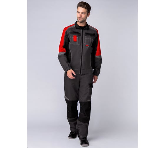 Костюм с полукомбинезоном Факел Формула UZ, серый/красный/черный, размер 64-66, рост 182-188 87489191.024 1