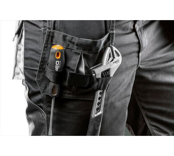 Шорты NEO Tools HD холщовый ремень, отстегивающиеся карманы, размер S/48 81-270-S