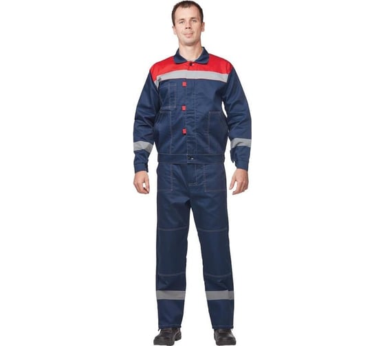 Рабочий летний мужской костюм ООО Комус л20-кбр синий/красный, размер 56-58, рост 194-200 1903835 1