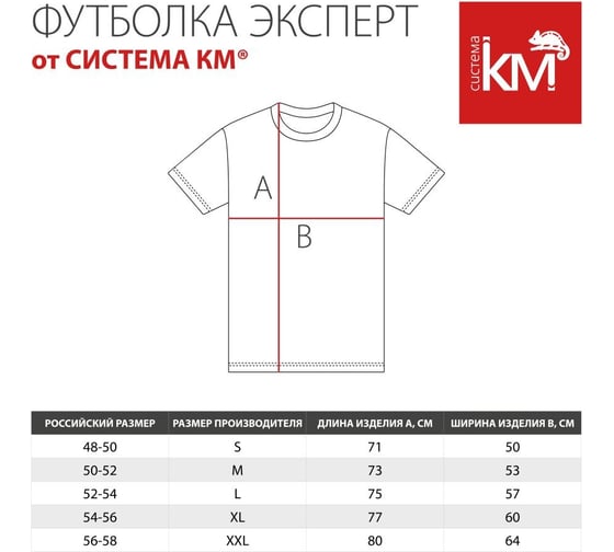 Футболка Система КМ с логотипом для специалистов монтажа, размер l, красная lo49729 T-shirt-KM-L-red