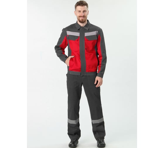 Костюм Факел Вираж-1 IMP (тк. смесовая, 260) брюки, т.серый/красный, 44-46; 182-188 87491663.002 1