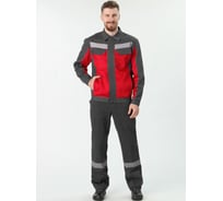 Костюм ФАКЕЛ Вираж-1 IMP (тк.Смесовая, 260) брюки, т.серый/красный, 60-62; 170-176 87491663.009