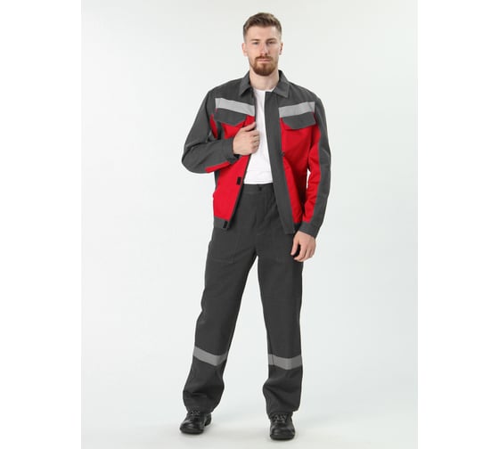 Костюм ФАКЕЛ Вираж-1 IMP (тк.Смесовая,260) брюки, т.серый/красный, 64-66; 182-188 87491663.012