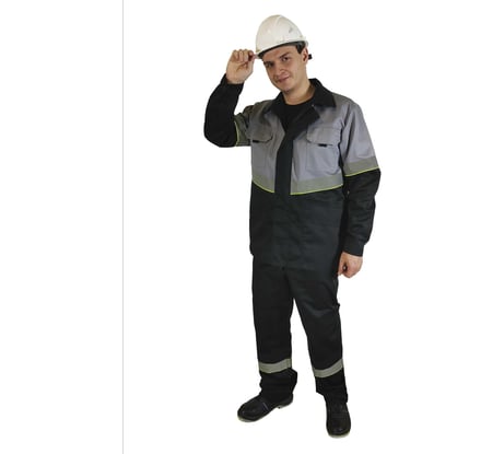 Костюм летний мужской Уралспецзащита "Южная широта" куртка + брюки, серый/черный, 56-58/170-176 юш-муж-кбр-сер-56-170