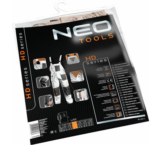 Рабочий полукомбинезон NEO Tools белый, pазмер LD/54 81-140-LD