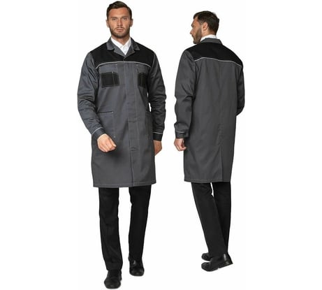 Халат ИТР мужской Прабо " Бренд 2020" серый/черный р-р 48-50/170-176 41736