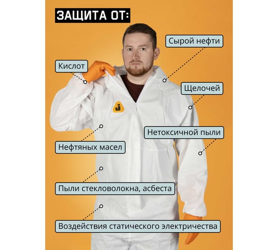 Комбинезон хим.защиты Jeta Safety многоразовый из нетканого материала Neofit, разм.L/50-52, JPC58-L