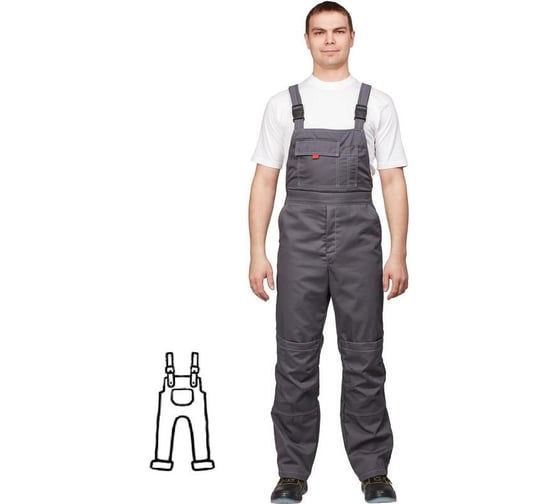 Полукомбинезон рабочий летний мужской ООО Комус серия Л л10-ПК темно-серый/серый, размер 52-54, рост 170-176 1945858 1