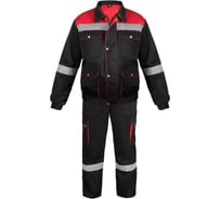 Костюм PROSAFE "ПЕЧОРА" (куртка с полукомбинезоном, черный/красный)182-188 (64-66) 4660272912850