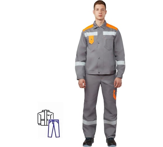 Костюм рабочий летний мужской ООО Комус л21-КБР серый/оранжевый, размер 48-50, рост 170-176 1956565 1