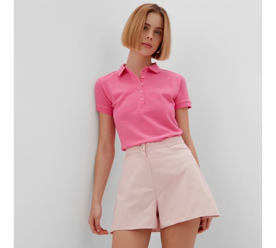 Футболка-поло женская MINAKU Basic line розовый, р-р 48 9321347