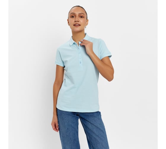 Футболка-поло женская MINAKU Basic line голубой, р-р 50 9321336