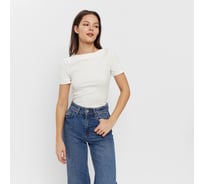 Женская футболка MINAKU с вырезом лодочка : Basic line цвет ваниль, р-р 46 6936192 9365192