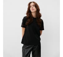Женская футболка MINAKU с красным кантом Basic line цвет черный, р-р 46 10091253
