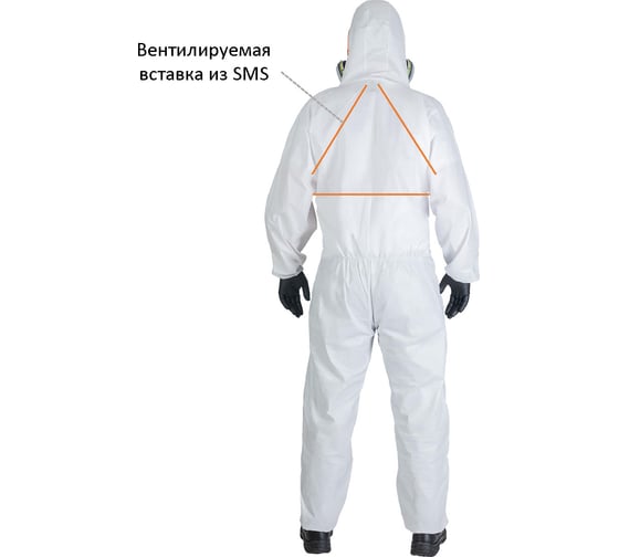 Комбинезон химзащиты Jeta Safety с дышащей вставкой на спине, плотн.65г/м², разм.XL/52-54 JPC-65-XL