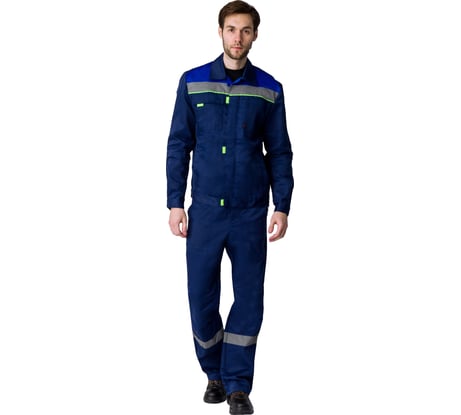 Костюм с полукомбинезоном Флофт-2 СОП Факел (ткань смесовая, 210) т.синий/васильковый/красный, 52-54; 182-188 87478982.009