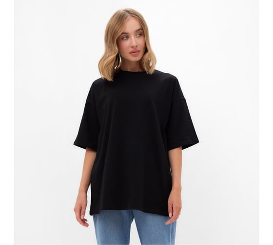 Футболка женская MINAKU Basic line, черный, р-р 52 9531629