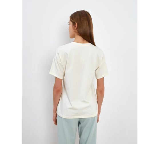 Однотонная женская футболка MINAKU Basic line цвет экрю, р-р 52 5114013