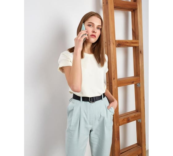 Однотонная женская футболка MINAKU Basic line цвет экрю, р-р 52 5114013