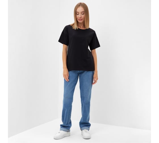 Однотонная женская футболка MINAKU Basic line цвет чёрный, р-р 46 5114003