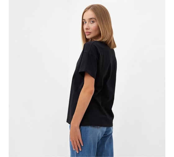 Однотонная женская футболка MINAKU Basic line цвет чёрный, р-р 42 5114001