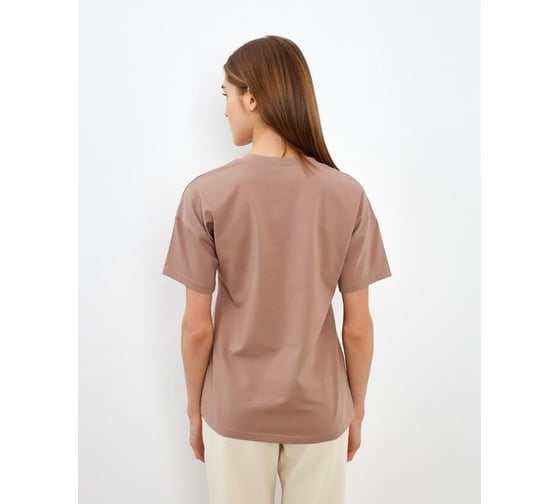 Однотонная женская футболка MINAKU Basic line цвет коричневый, р-р 42 5114029