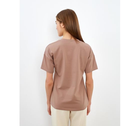 Однотонная женская футболка MINAKU Basic line цвет коричневый, р-р 54 5114035